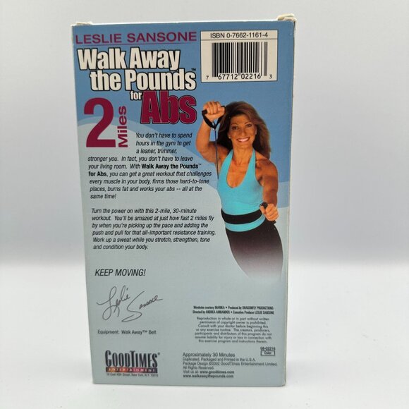 Leslie Sansone Walk Away The Pounds For Abs 2 Miles VHS High Calorie Burn - Picture 2 of 3